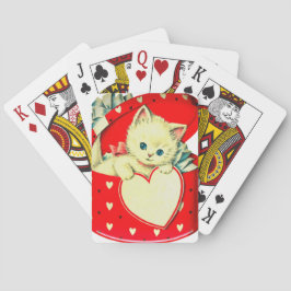 Cute Kitten Heart Vintage Cat Retro Kattunge Casinokort