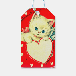 Cute Kitten Heart Vintage Cat Retro Kattunge Presentetikett