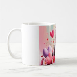 Cute kitten hearts flowers kaffemugg