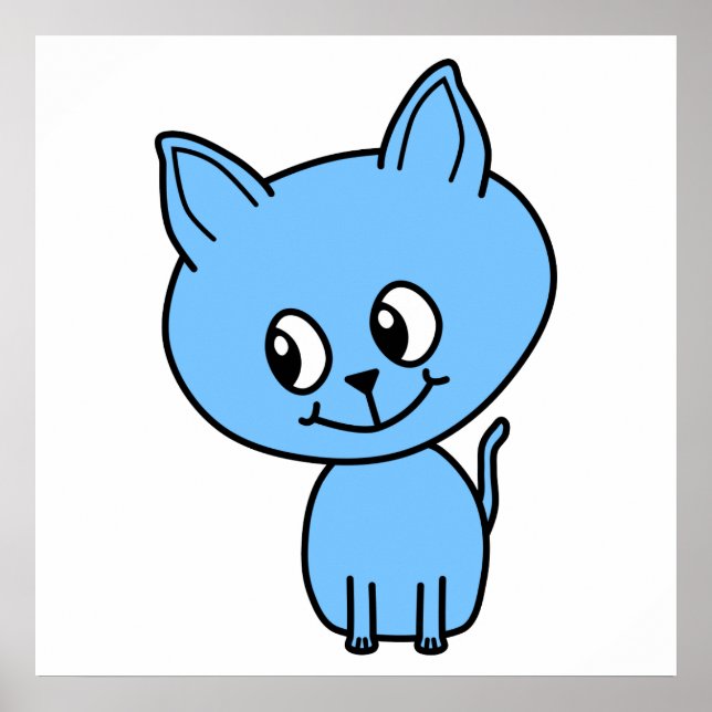 Cute Kitten, i Blue. Poster (Framsidan)