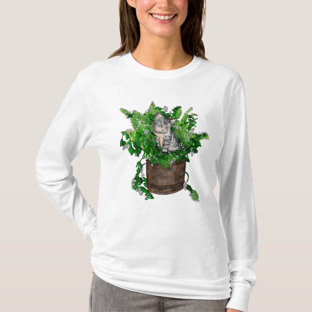 Cute Kitten i Catnip Pot T Shirt (Framsida)