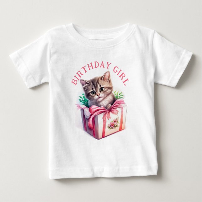 Cute Kitten i en box Birthday Gift T Shirt (Framsida)