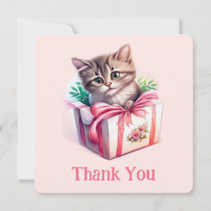 Cute Kitten i en box Birthday Gift Tack Kort