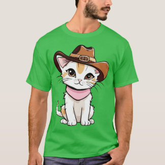 Cute Kitten i en Cowboy Hat Meowdy Äventyr T Shirt