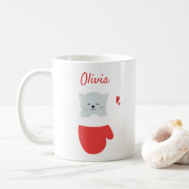 Cute Kitten i en Mitten - Anpassningsbar Girls jul Kaffemugg