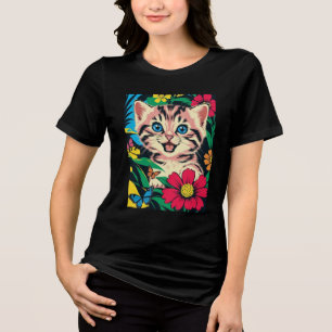 Cute Kitten i Pop Art Painting Stil T Shirt