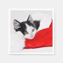 Cute Kitten i Santa Hat Pappersservett