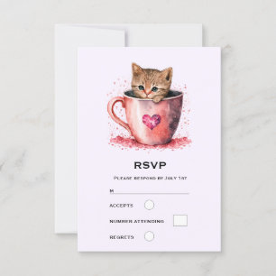 Cute Kitten i Tekopp med Hearts OSA Kort