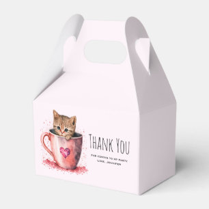 Cute Kitten i Tekopp med Hearts Tack Presentaskar