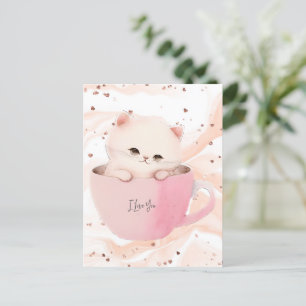 Cute Kitten i Tekopp Vykort
