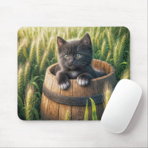Cute Kitten i träfat Musmatta