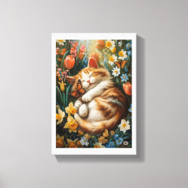 Cute Kitten i Vår blommor - Perfekt Kat Day Canvastryck