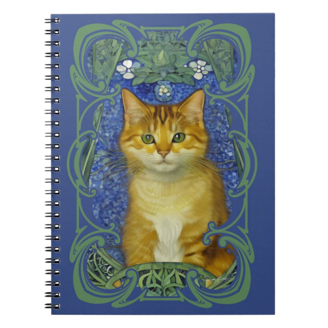 Cute Kitten i Vintage Art nouveau Stil Anteckningsbok (Framsidan)