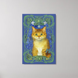 Cute Kitten i Vintage Art nouveau Stil Canvastryck