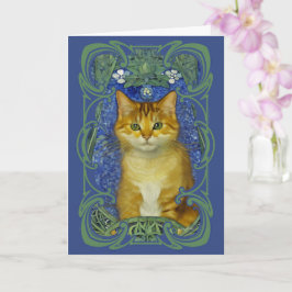Cute Kitten i Vintage Art nouveau Stil Kort