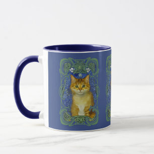 Cute Kitten i Vintage Art nouveau Stil Mugg