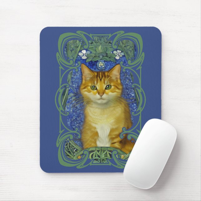 Cute Kitten i Vintage Art nouveau Stil Musmatta (Med mus)