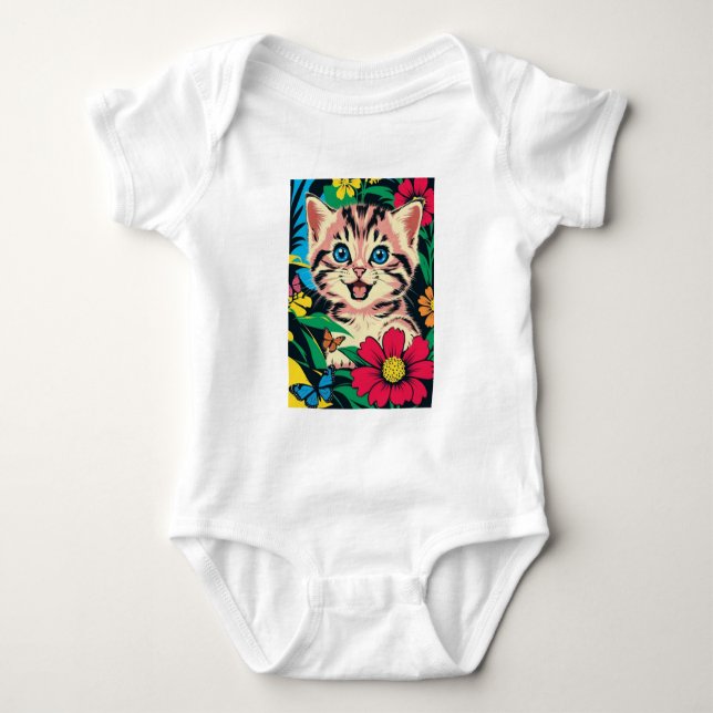 Cute Kitten in Pop Art Painting Style  T Shirt (Framsida)