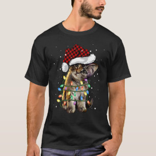 Cute Kitten Jul Light Santa Hat Play Cat T Shirt