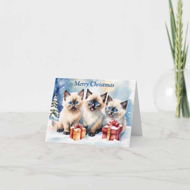 Cute Kitten Julafton Card Tack Kort (Framsida)