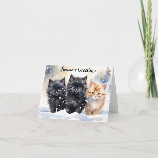 Cute Kitten Julafton Card Tack Kort (Framsida)
