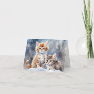 Cute Kitten Julafton Card Tack Kort