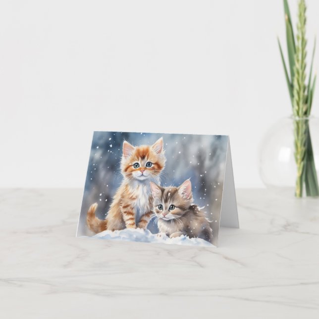 Cute Kitten Julafton Card Tack Kort (Framsida)