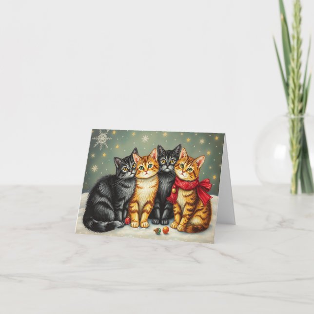 Cute Kitten Julafton Card Tack Kort (Framsida)