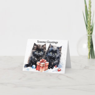 Cute Kitten Julafton Card Tack Kort