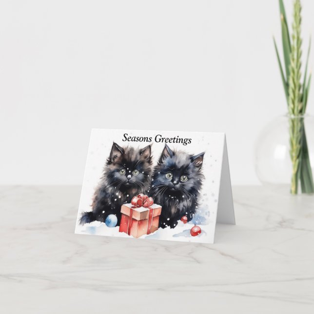 Cute Kitten Julafton Card Tack Kort (Framsida)