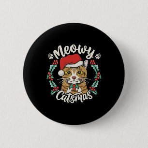 Cute Kitten Kat jultomten Hat Meowy Catmas W Knapp