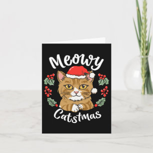 Cute Kitten Kat jultomten Hat Meowy Catmas W Kort