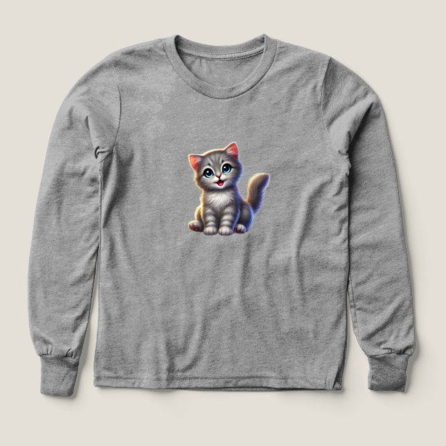 Cute Kitten Kids Long Sleev Shirt T (Design framsida)