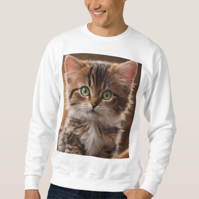 Cute Kitten Lång Ärmad Tröja (Framsida)