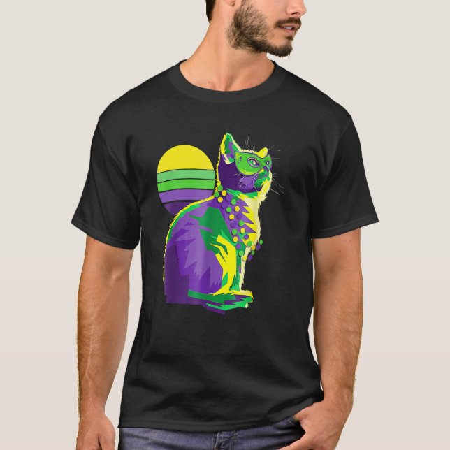 Cute Kitten Mardi Gras Cat Butterfly New Orleans W T Shirt (Framsida)