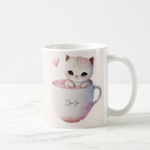 Cute Kitten med Balloon Heart Kaffemugg