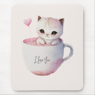 Cute Kitten med Balloon Heart Musmatta