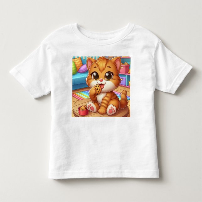 Cute Kitten med en Cookie Småbarn T-Shirt (Framsida)