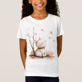 Cute Kitten med Hearts Kids Tillbaka till skolan T Shirt