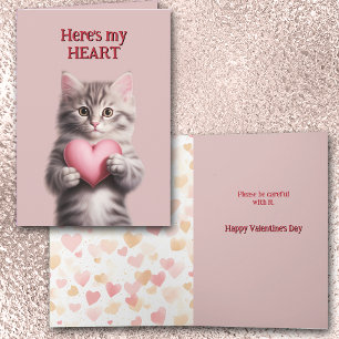 Cute Kitten med hjärta Valentine Card Helgkort