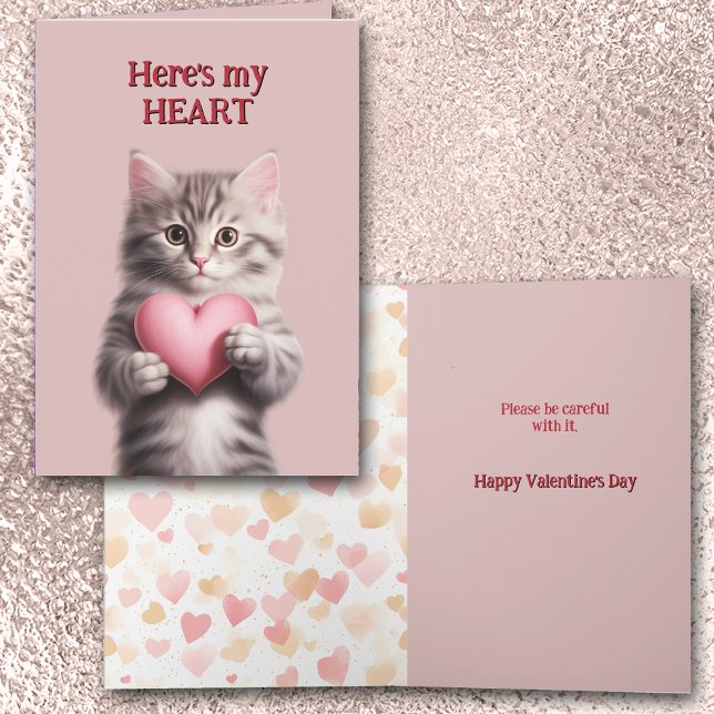 Cute Kitten med hjärta Valentine Card Helgkort (Skapare uppladdad)