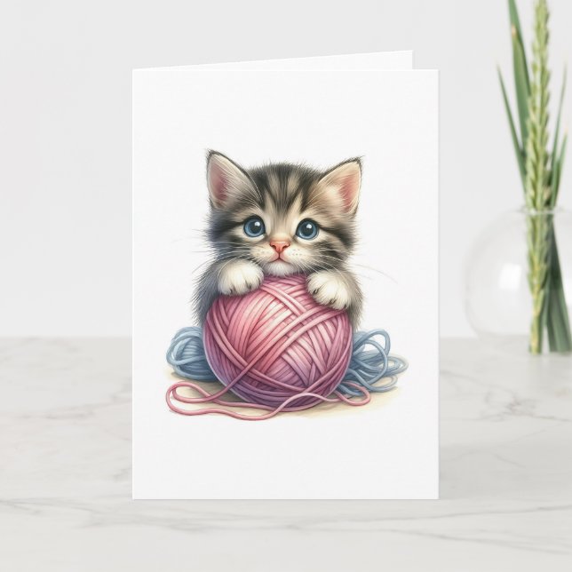 Cute Kitten med trådlöst kort för valfri Tillfälle (Framsida)