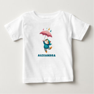 Cute Kitten med Umbrella Dancing i Rain T Shirt