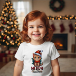 Cute Kitten Merry Christmas Toddler Holiday Cat T Shirt