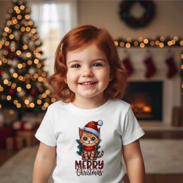 Cute Kitten Merry Christmas Toddler Holiday Cat T Shirt (Skapare uppladdad)