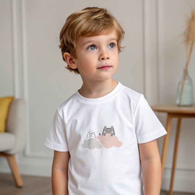 Cute Kitten Modern Mönster Baby Shower T Shirt (Cute Kitten Modern Pattern Baby Shower Baby T-Shirt)