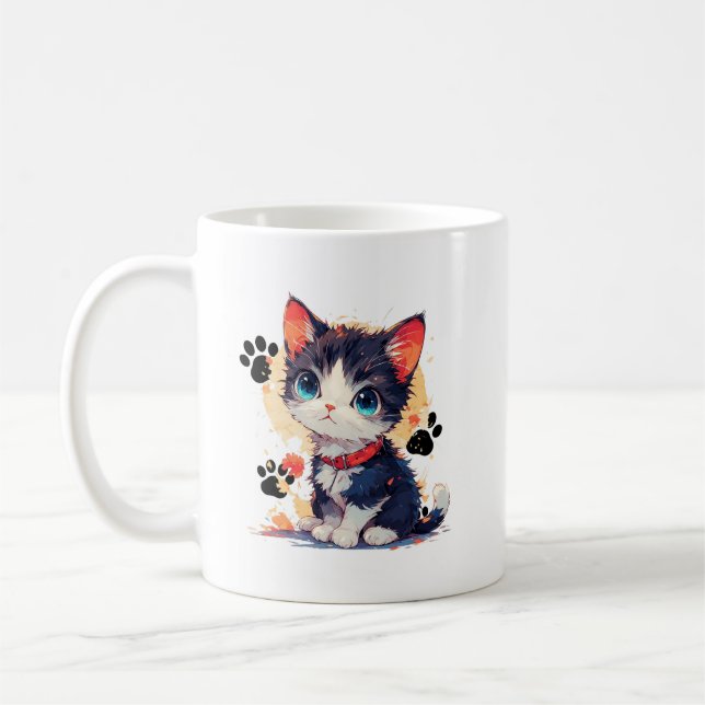 Cute kitten mug kaffemugg (Vänster)