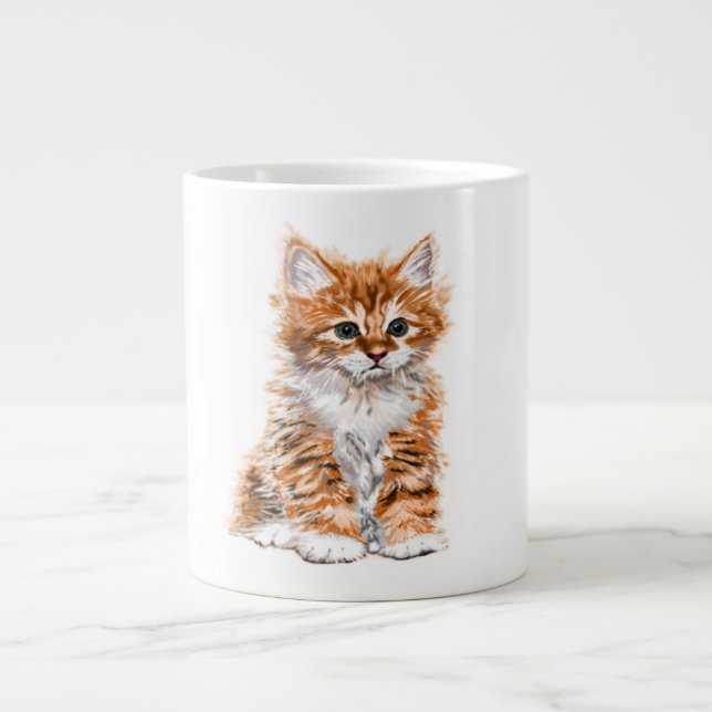 Cute Kitten Mugg - Söt - Målning Jumbo Mugg (Framsidan)