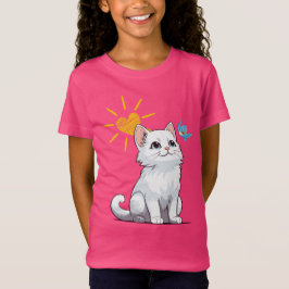 Cute Kitten och Blue Bird T Shirt