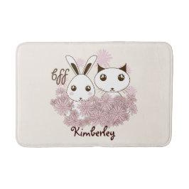 Cute Kitten och Bunny Animal Friends Girls Kids Badrumsmatta